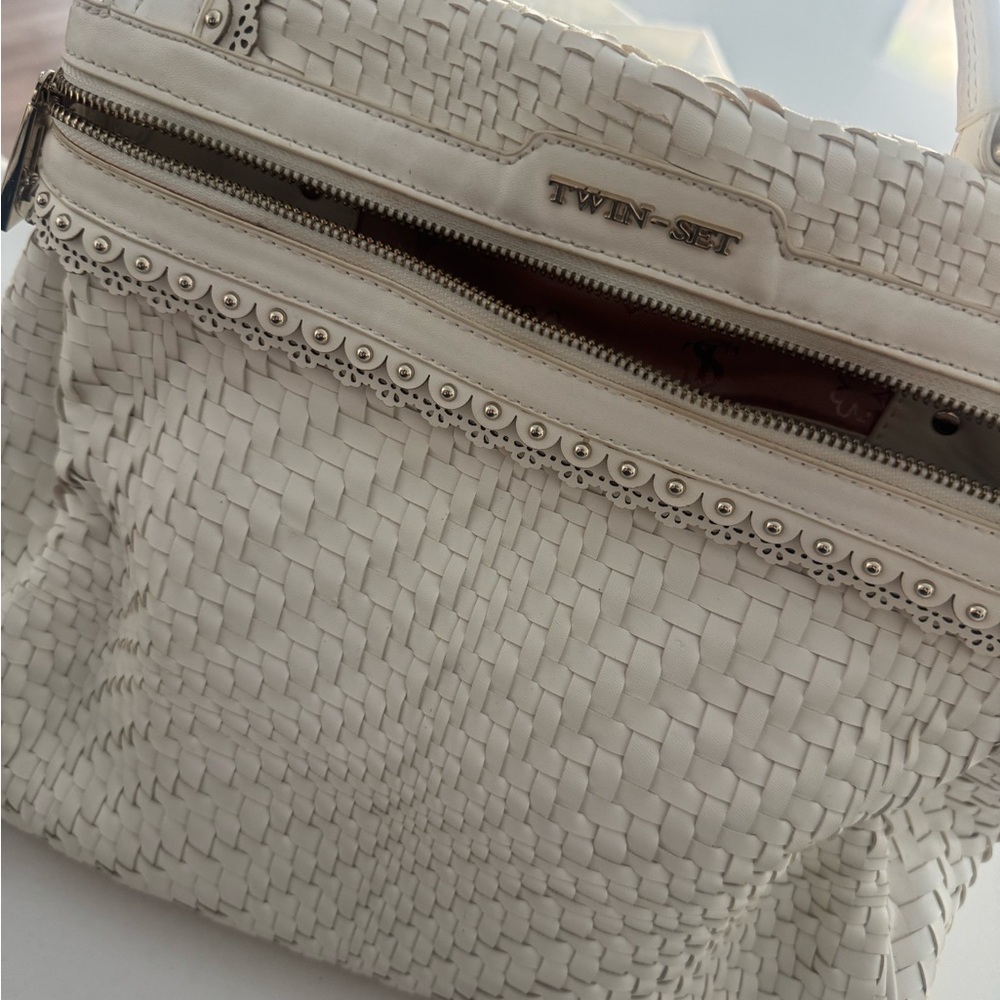 Twin-Set Cream Woven Shoulder Bag